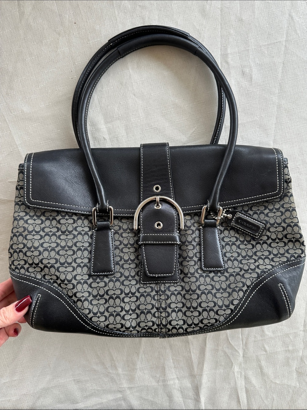 Coach Black Signature Canvas SoHo